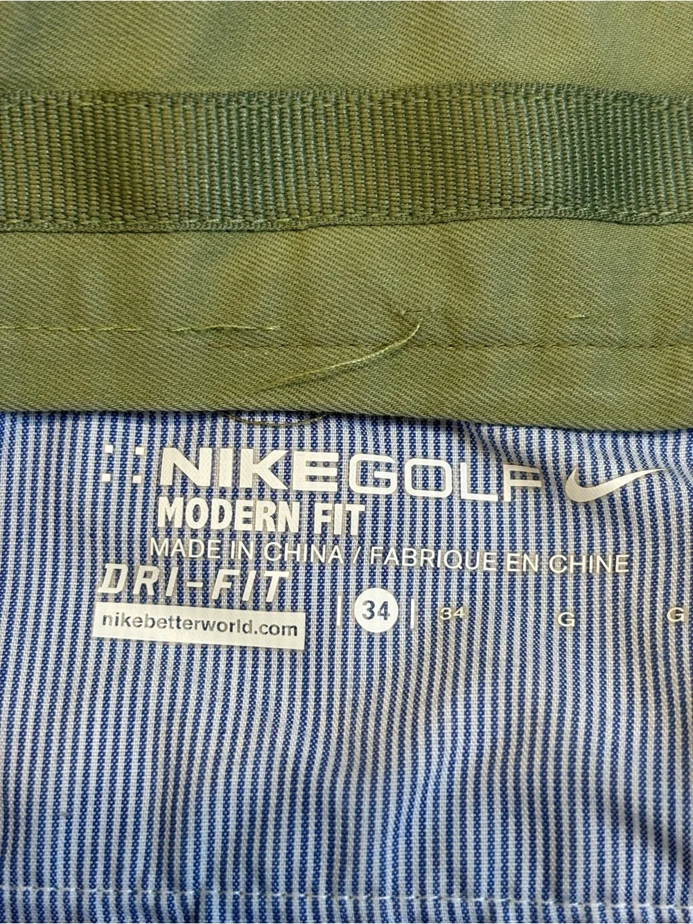 Nike Golf Dri-FIT Modern Fit Pants Sage Olive Green Men's 34 EUC
